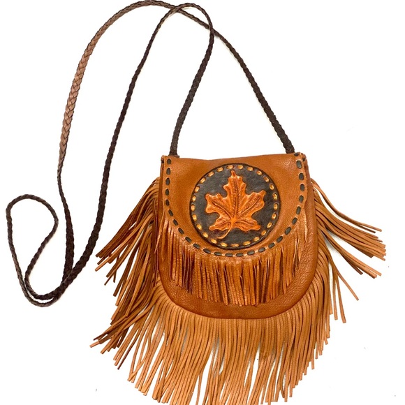 Handbags - VINTAGE TOOLED LEATHER | Handmade | Fringe Crossbody